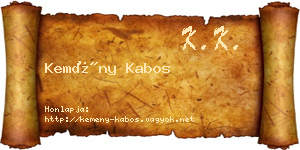 Kemény Kabos névjegykártya